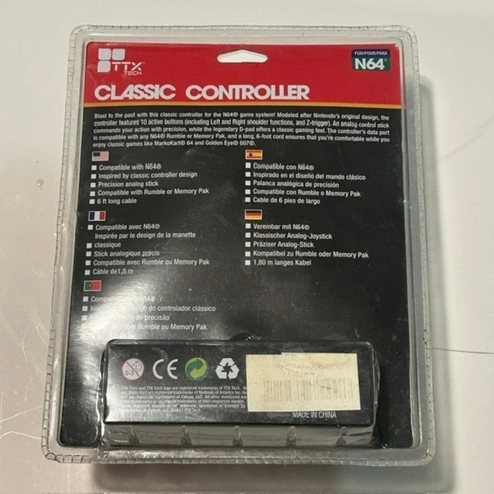 TTX Tech Classic Controller - N64 Gray Wired Gamepad Precision Analog Stick NEW